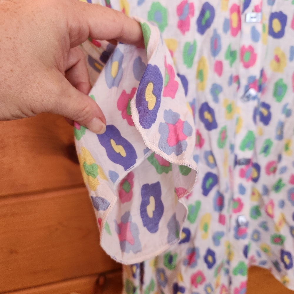 Multiples Floral Multi Abstract Ruffle Button Dow… - image 3